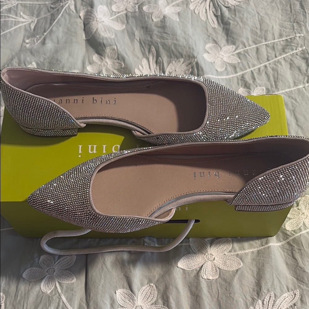 Gianni Bini Silver Sparkle Flats